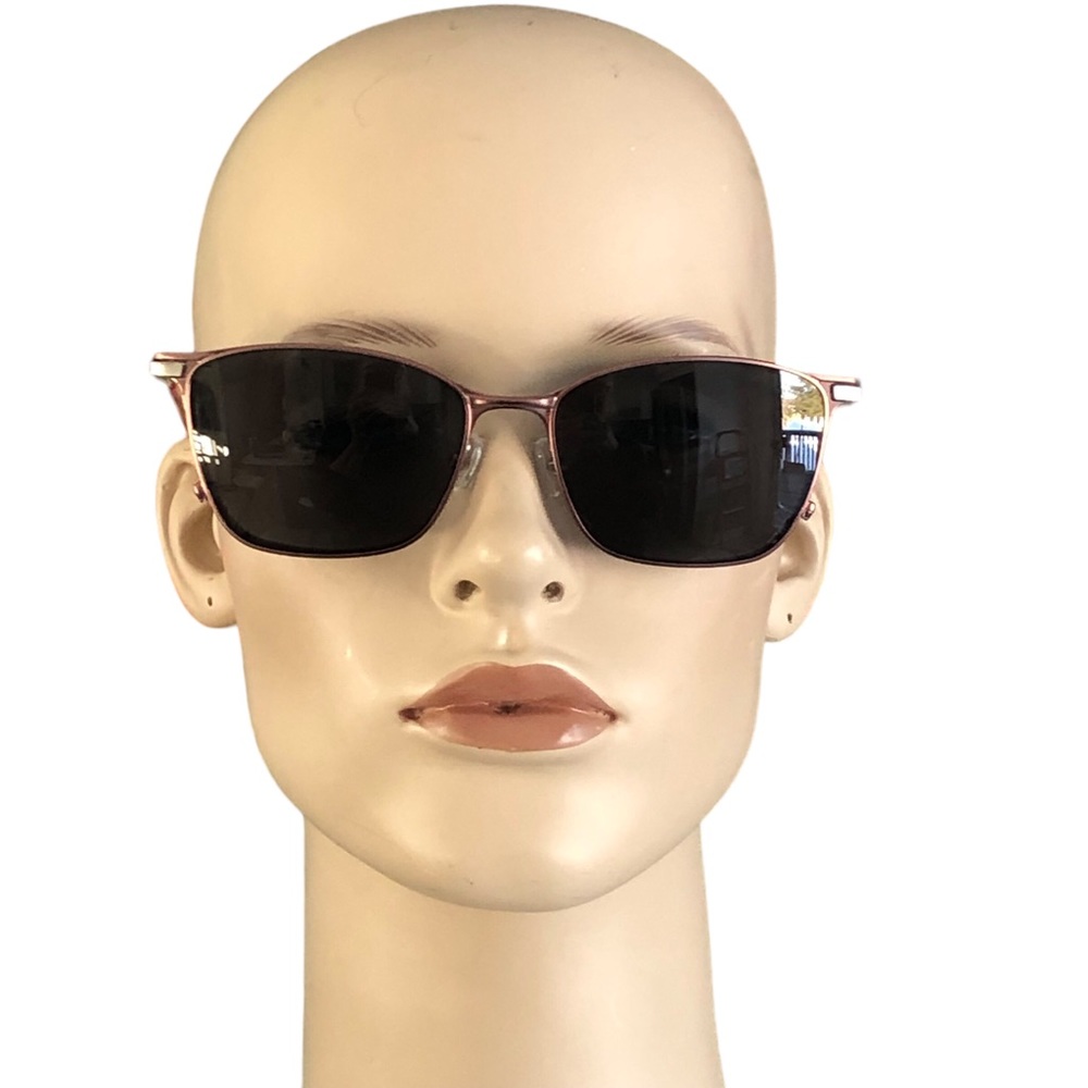 Easy clip Women’s muted satin Metallic Pink Frame Sunglasses with Dark Lenses